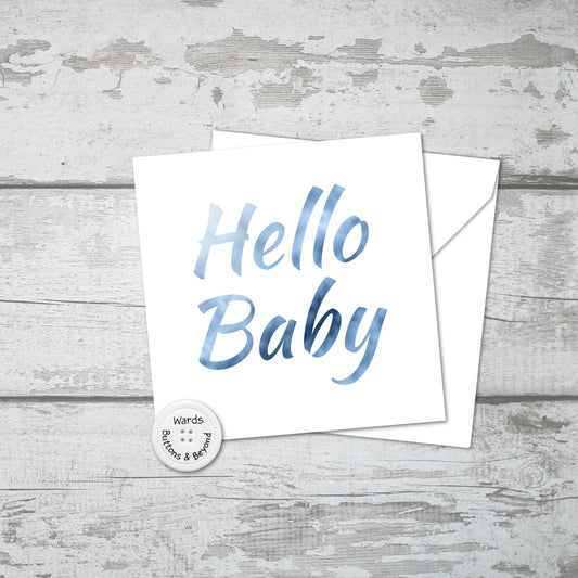 New Baby Card, Blue Hello Baby
