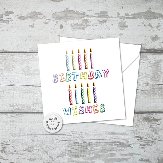 Happy Birthday Wishes Card Rainbow Candles