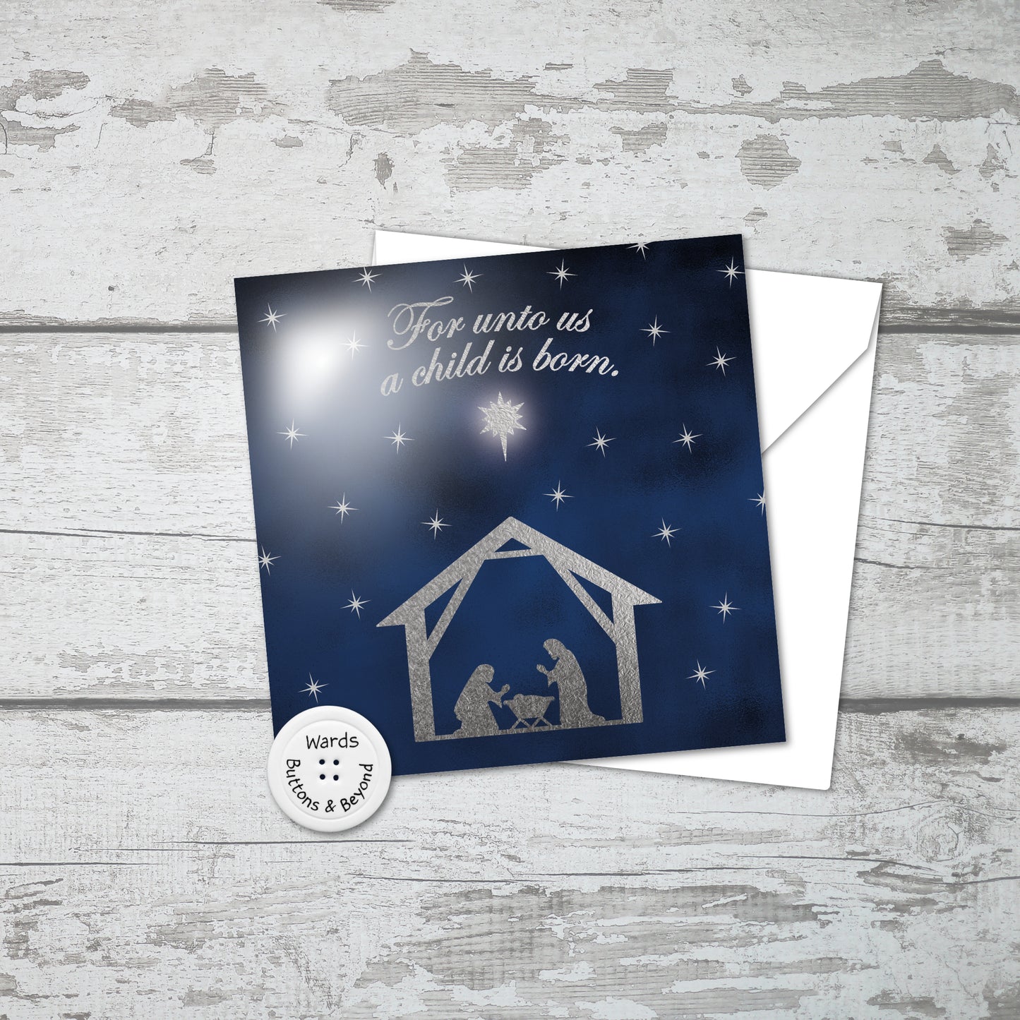 Christmas Nativity Card, For unto us a child is born