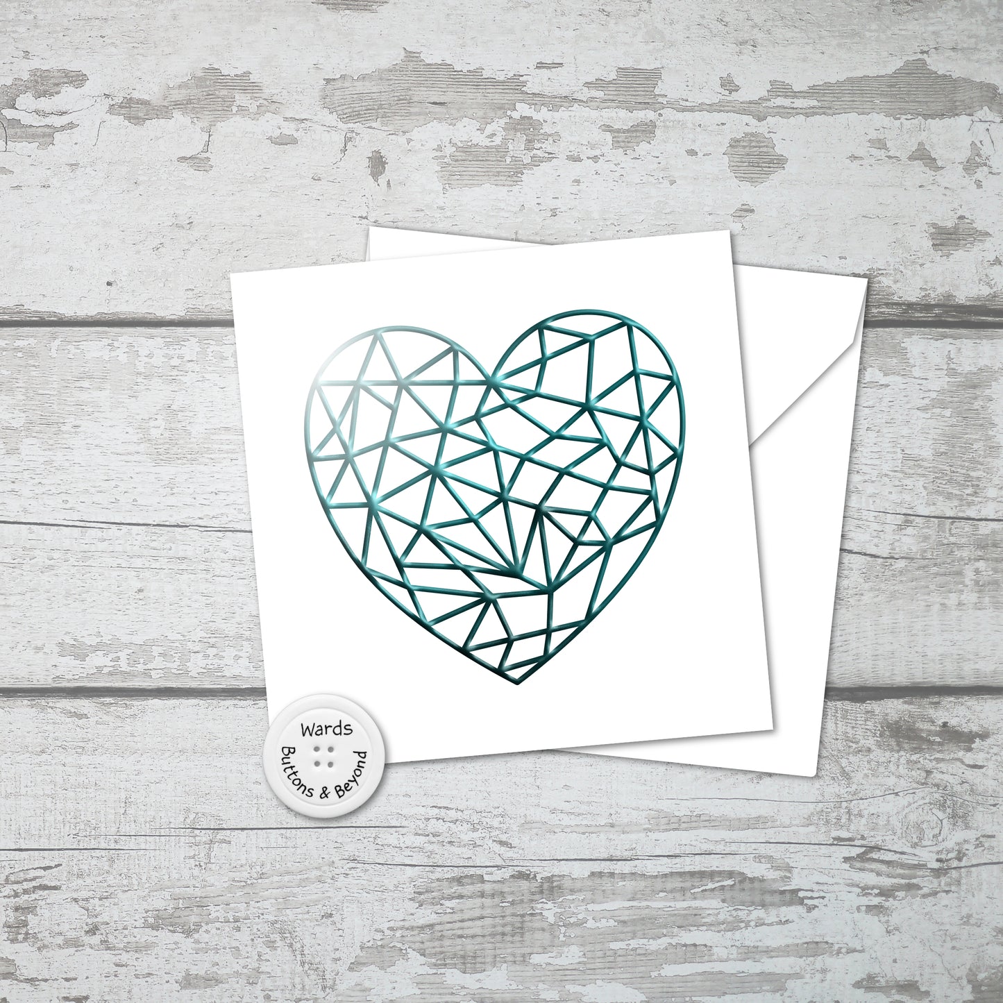 Geometric Heart Card Teal