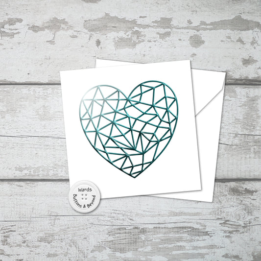 Geometric Heart Card Teal