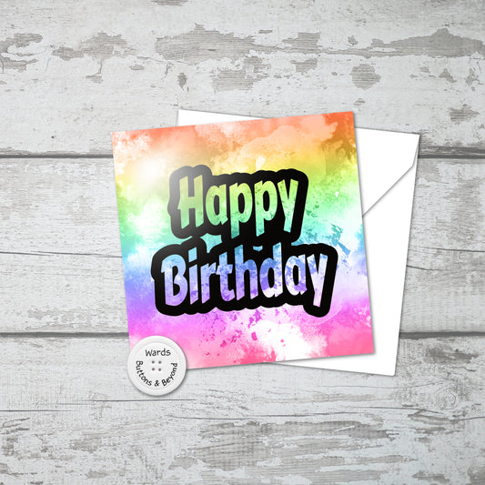 Happy Birthday Abstract Rainbow (No.12) Card