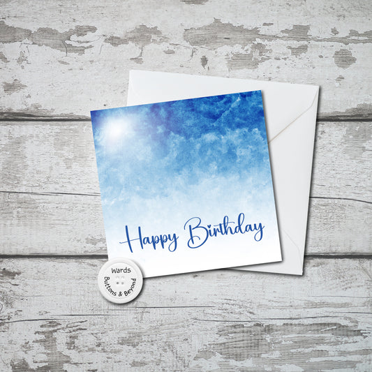 Blue Watercolour Birthday Card