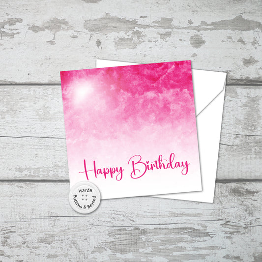 Pink Watercolour Birthday Card