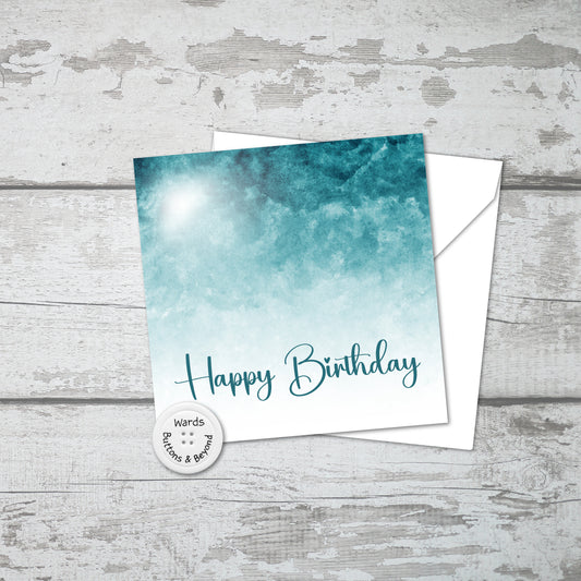 Teal Watercolour Birthday Card