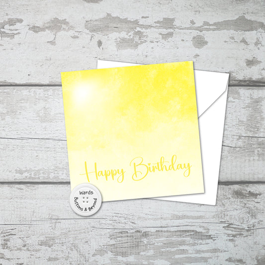 Yellow Watercolour Birthday Card