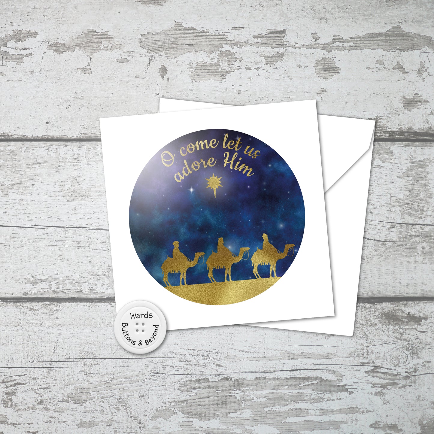 Christmas Nativity Card, O come let us adore Him