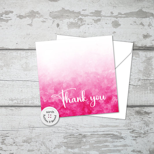Pink Watercolour Thank You Card