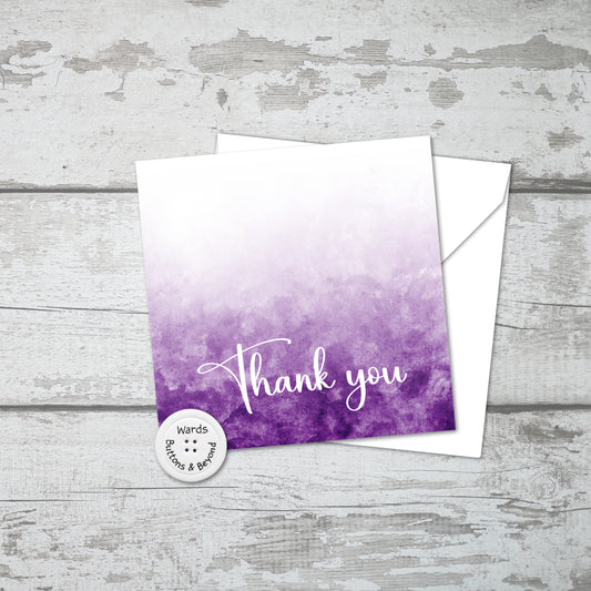 Purple Watercolour Thank You Card