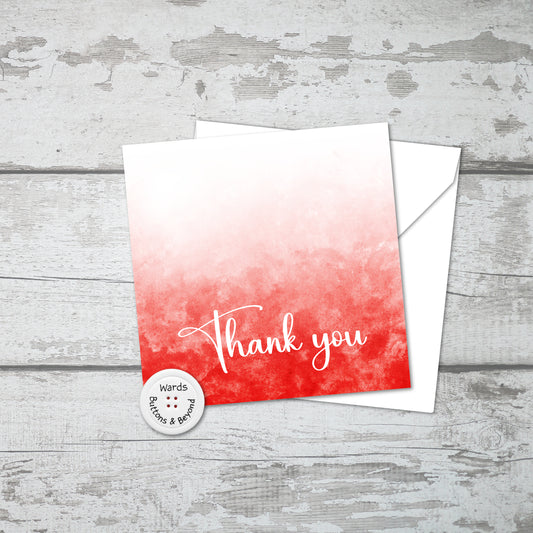 Red Watercolour Thank You Card