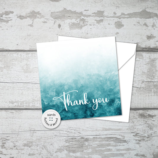 Teal Watercolour Thank You Card